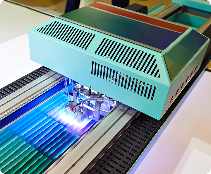 Industrial machine with blue lighting